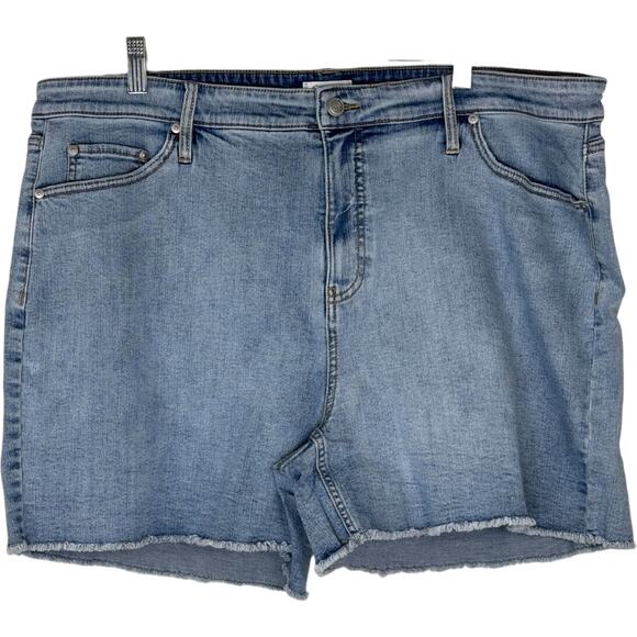 Candace Cameron Bure Denim Shorts Size 20WP Blue Frayed Hem Stretch Cotton - Picture 1 of 12